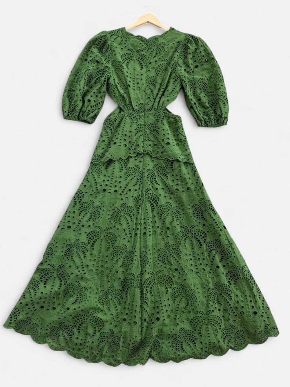 NWT FARM RIO Green Richeliu Eyelet Midi Dress - Picture 3 of 10